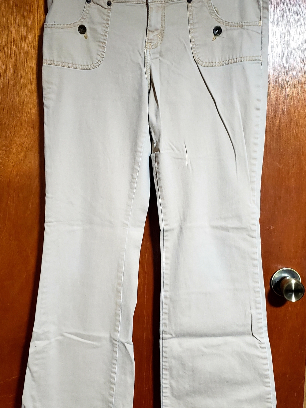 Y2K Vintage Jordache Tan Wide-Leg Pants with Front Stitching